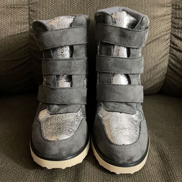 𝅺wedged Sneakers Silver  Grey Sz 36 - Picture 2 of 6